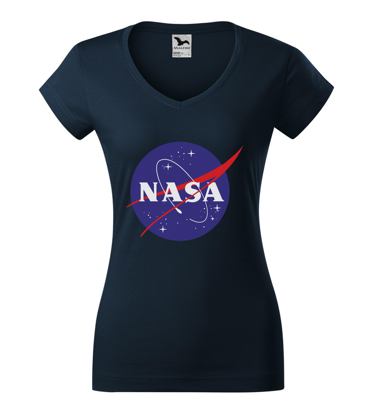 NASA logo 2 - V-nyakú női póló tengerészkék