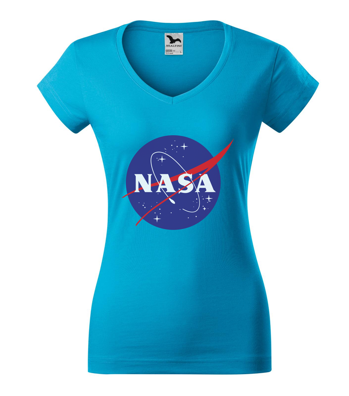 NASA logo 2 - V-nyakú női póló türkiz