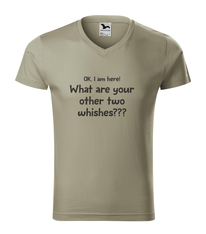 OK, i am here. What are your other two wishes - V-nyakú férfi póló világos khaki