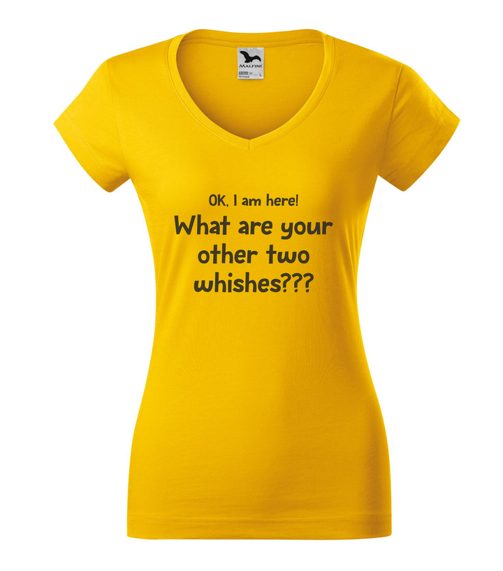 OK, i am here. What are your other two wishes - V-nyakú női póló sárga