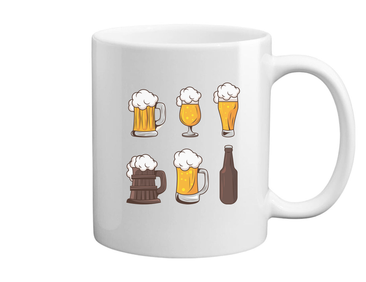 Six beers drinks set icons - Bögre fehér