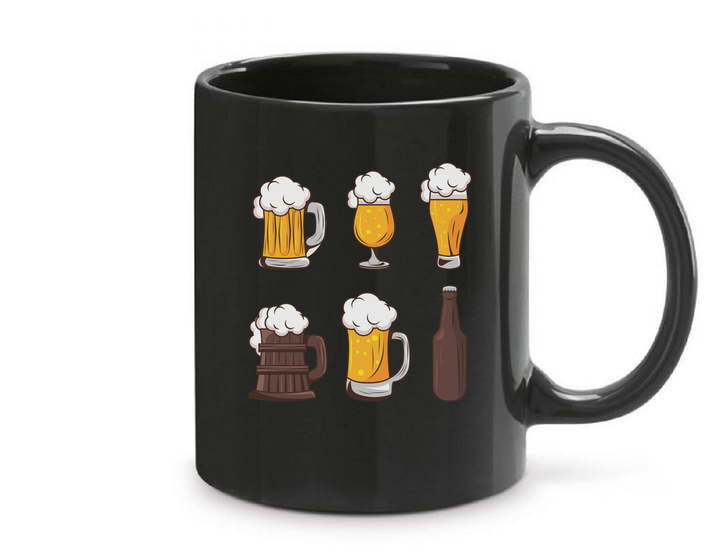 Six beers drinks set icons - Bögre fekete