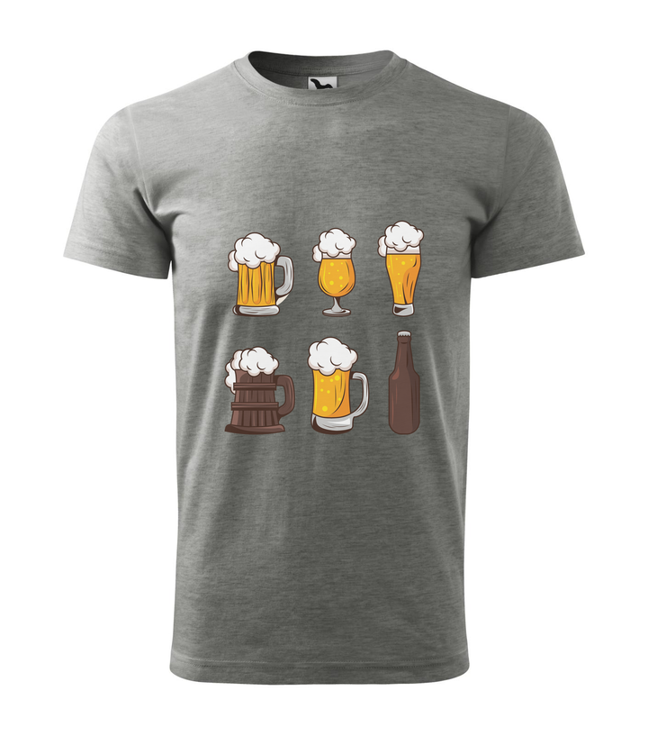 Six beers drinks set icons - Férfi póló sötétszürke