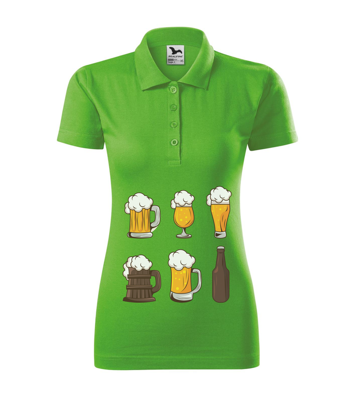 Six beers drinks set icons - Galléros női póló almazöld
