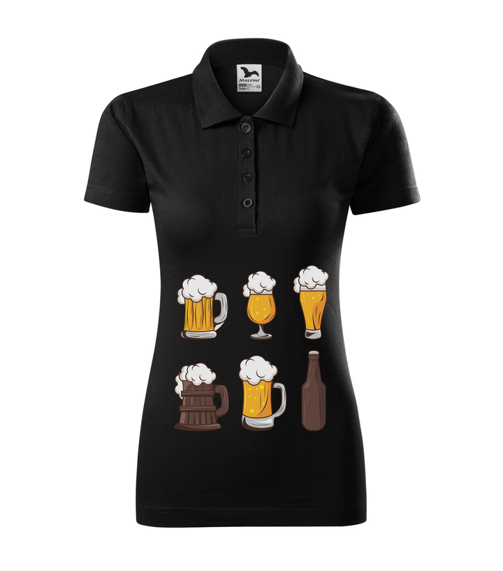 Six beers drinks set icons - Galléros női póló fekete