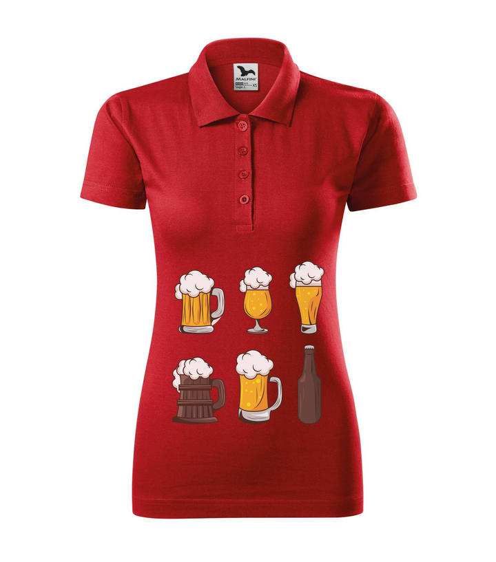 Six beers drinks set icons - Galléros női póló piros