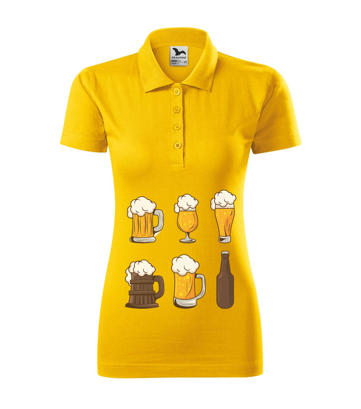 Six beers drinks set icons - Galléros női póló sárga