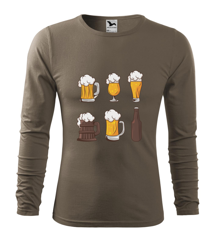 Six beers drinks set icons - Hosszú ujjú férfi póló army