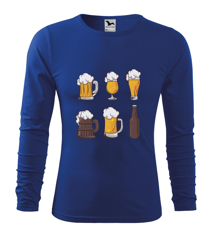 Six beers drinks set icons - Hosszú ujjú férfi póló királykék