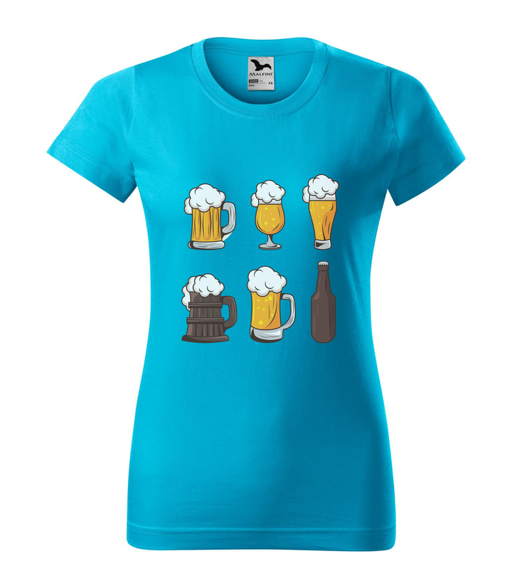 Six beers drinks set icons - Női póló türkiz