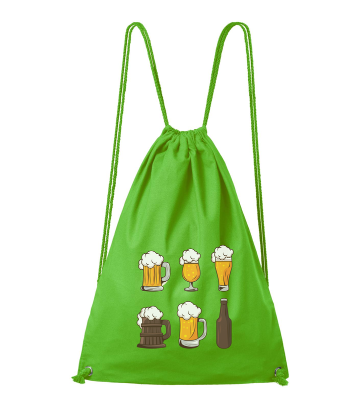 Six beers drinks set icons - Pamut hátizsák almazöld