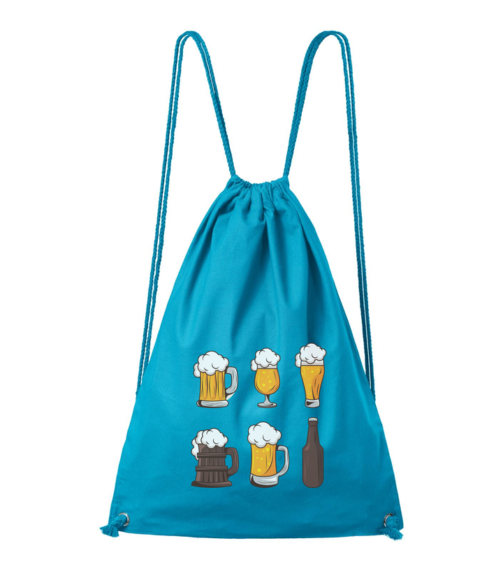 Six beers drinks set icons - Pamut hátizsák türkiz