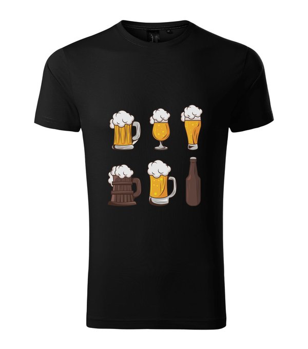 Six beers drinks set icons - Prémium férfi póló fekete