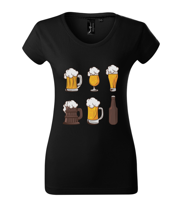 Six beers drinks set icons - Prémium női póló fekete