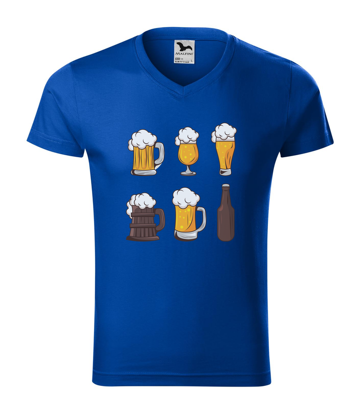 Six beers drinks set icons - V-nyakú férfi póló királykék