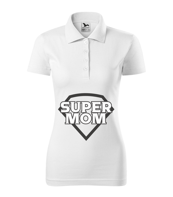 Super mom - black and white - Galléros női póló fehér
