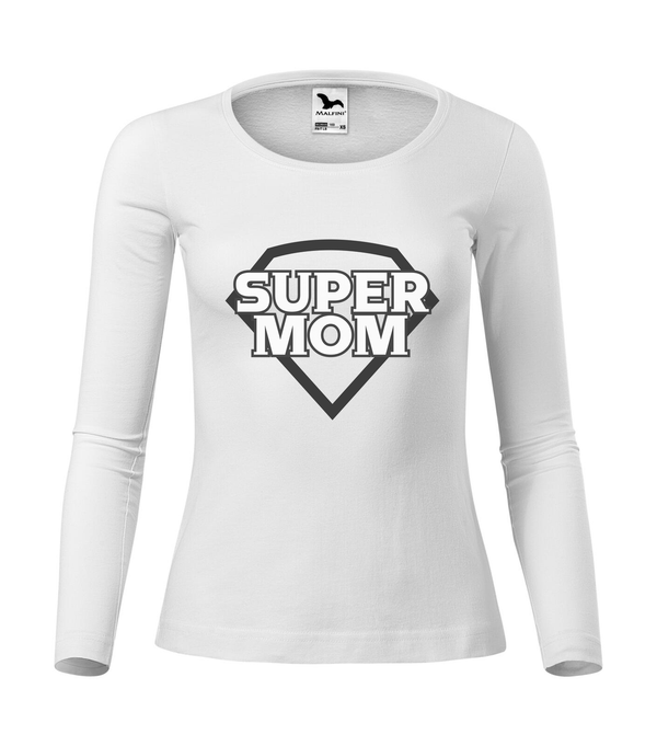 Super mom - black and white - Hosszú ujjú női póló fehér