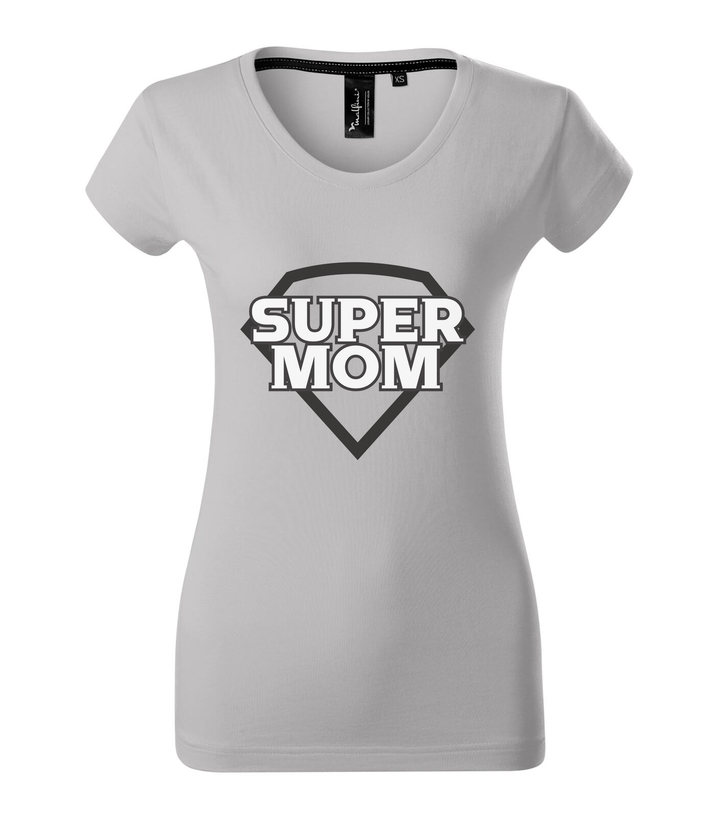 Super mom - black and white - Prémium női póló ezüstszürke