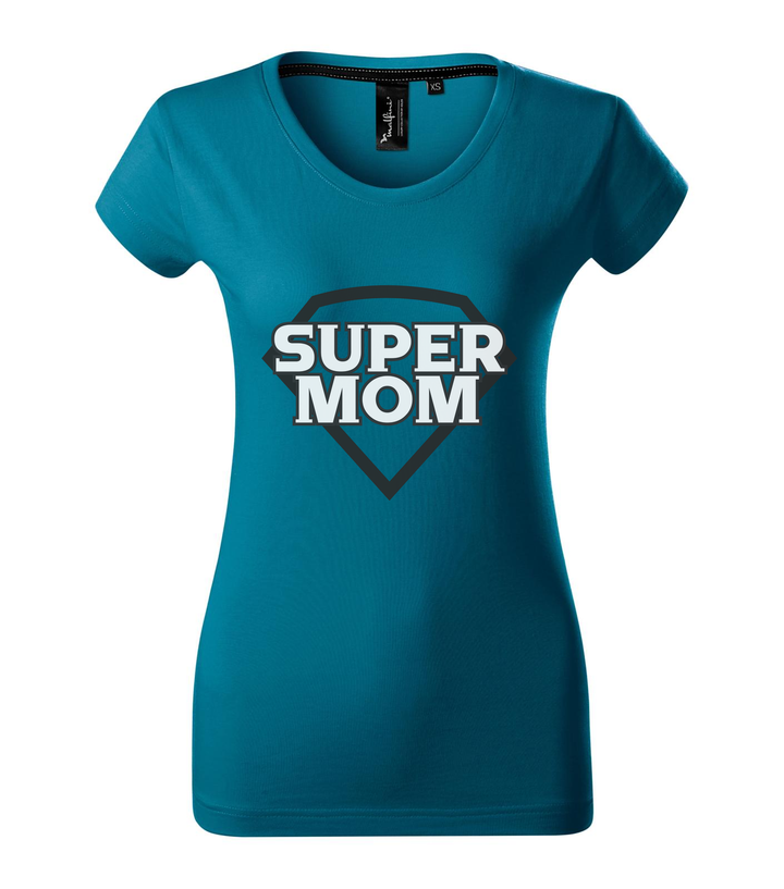 Super mom - black and white - Prémium női póló petrol kék