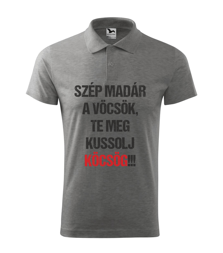 Szép madár a vöcsök, Te meg ... - Galléros férfi póló sötétszürke
