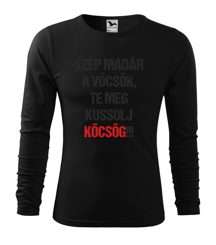 Szép madár a vöcsök, Te meg ... - Hosszú ujjú férfi póló fekete