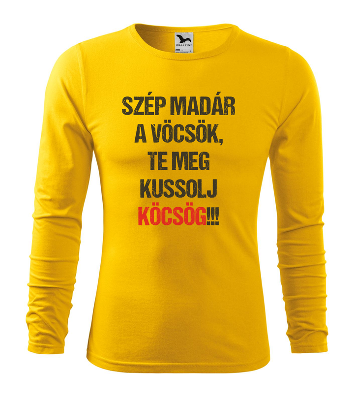 Szép madár a vöcsök, Te meg ... - Hosszú ujjú férfi póló sárga