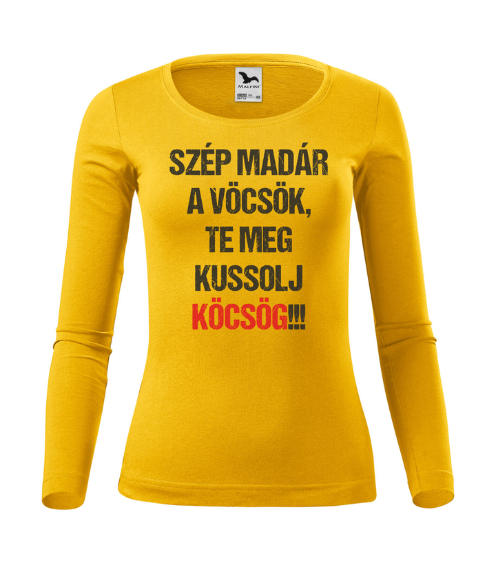 Szép madár a vöcsök, Te meg ... - Hosszú ujjú női póló sárga