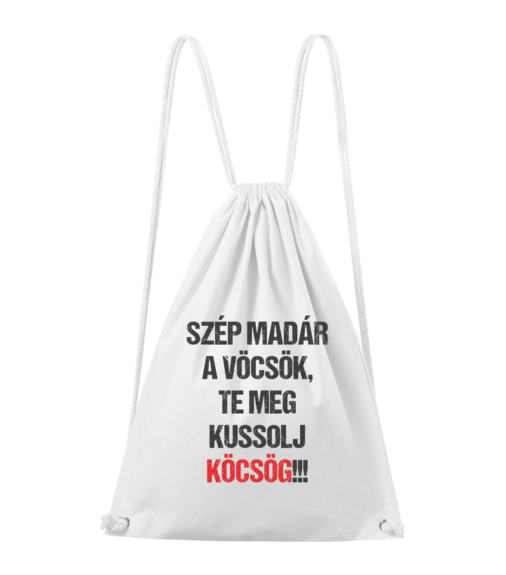 Szép madár a vöcsök, Te meg ... - Pamut hátizsák fehér