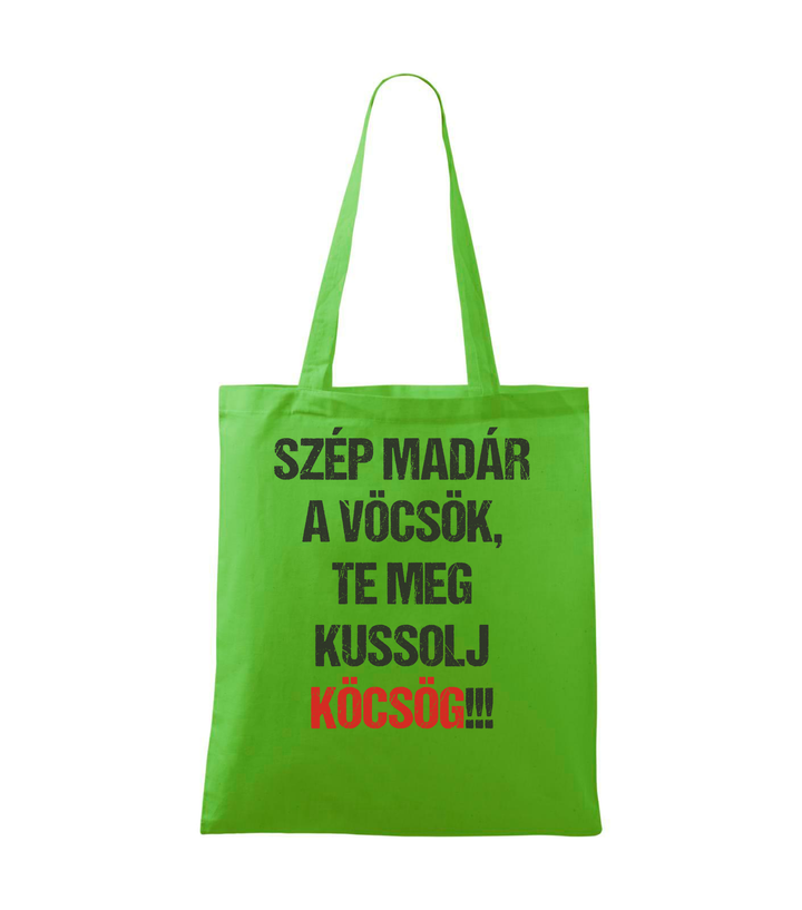 Szép madár a vöcsök, Te meg ... - Vászontáska (42 x 38 cm) almazöld