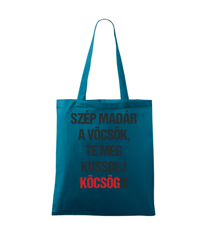 Szép madár a vöcsök, Te meg ... - Vászontáska (42 x 38 cm) petrol kék