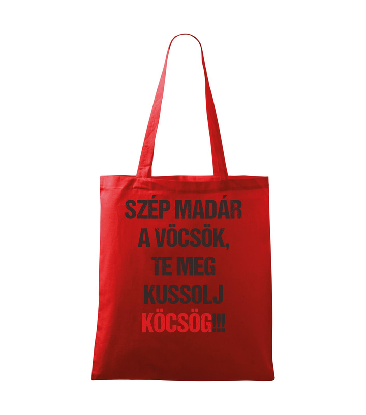 Szép madár a vöcsök, Te meg ... - Vászontáska (42 x 38 cm) piros
