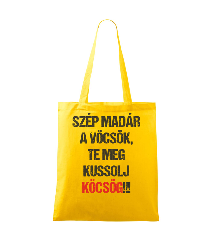 Szép madár a vöcsök, Te meg ... - Vászontáska (42 x 38 cm) sárga