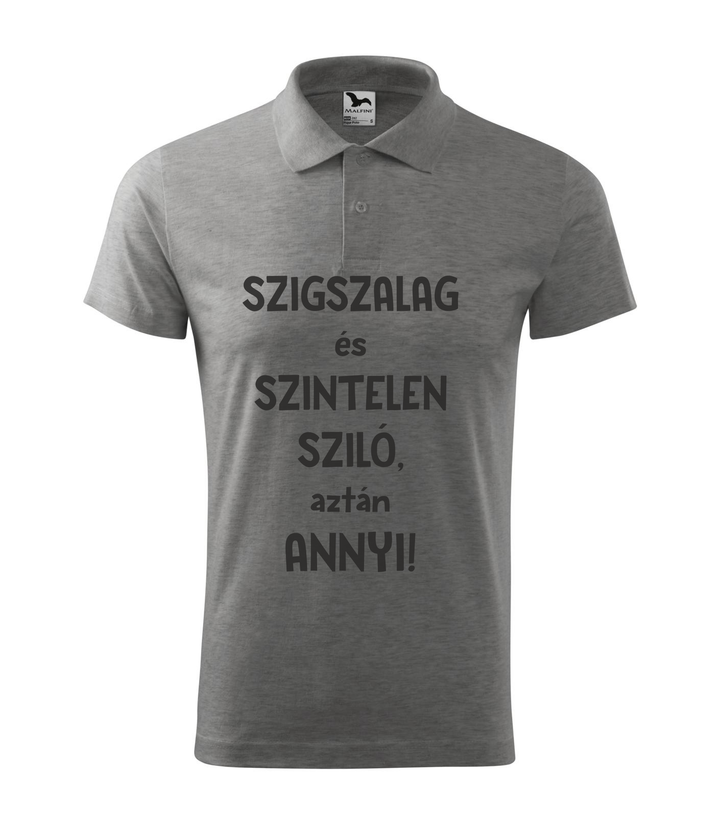 Szigszalag és szintelen sziló, aztán annyi - Galléros férfi póló sötétszürke