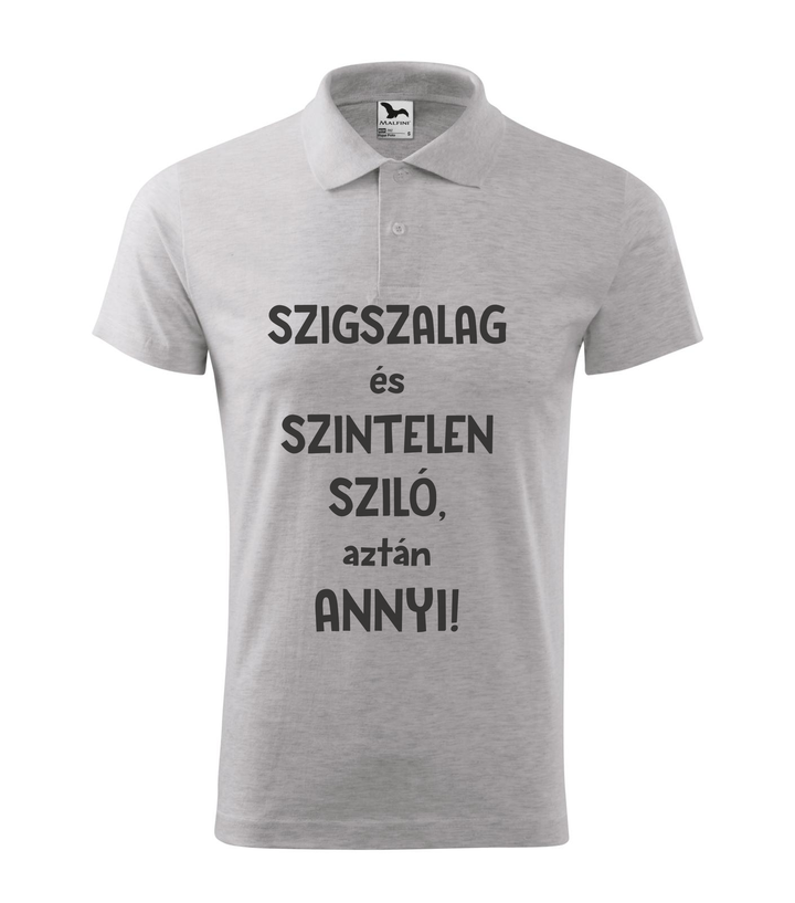 Szigszalag és szintelen sziló, aztán annyi - Galléros férfi póló világosszürke