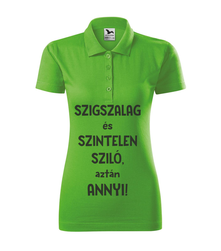 Szigszalag és szintelen sziló, aztán annyi - Galléros női póló almazöld