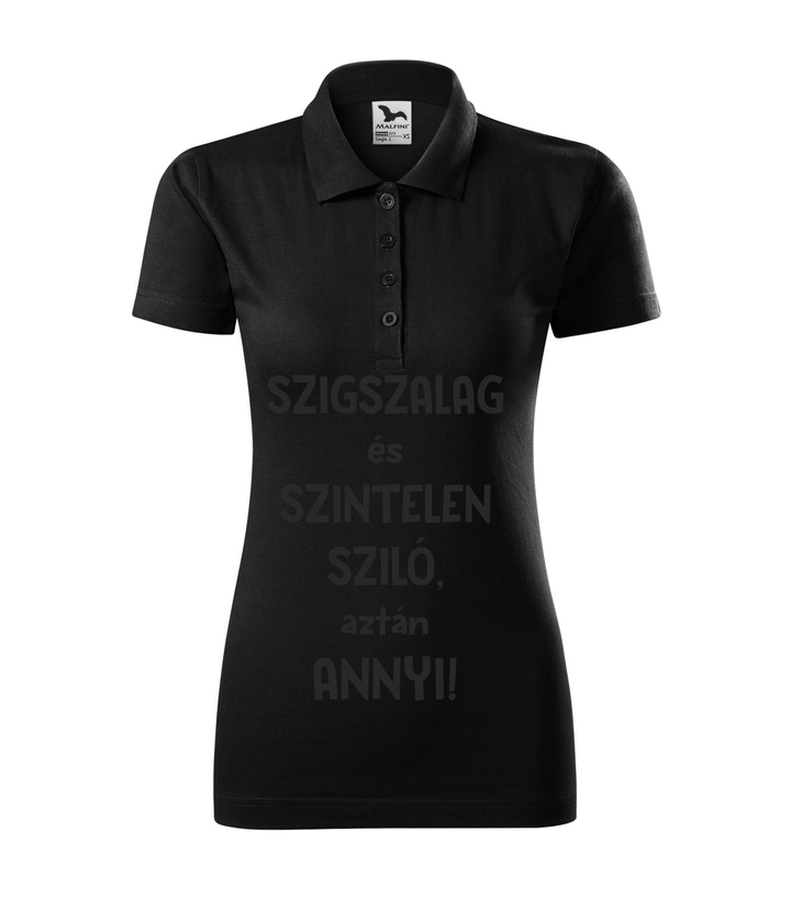 Szigszalag és szintelen sziló, aztán annyi - Galléros női póló fekete