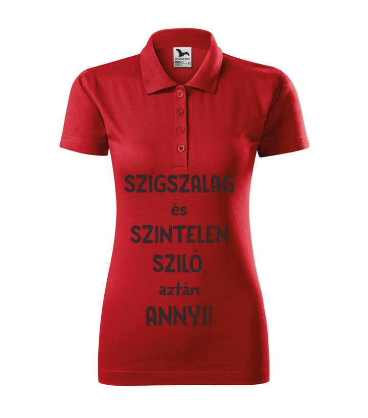 Szigszalag és szintelen sziló, aztán annyi - Galléros női póló piros