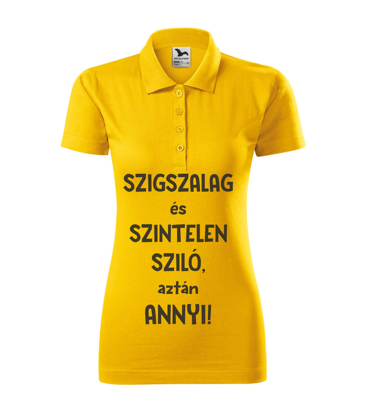 Szigszalag és szintelen sziló, aztán annyi - Galléros női póló sárga