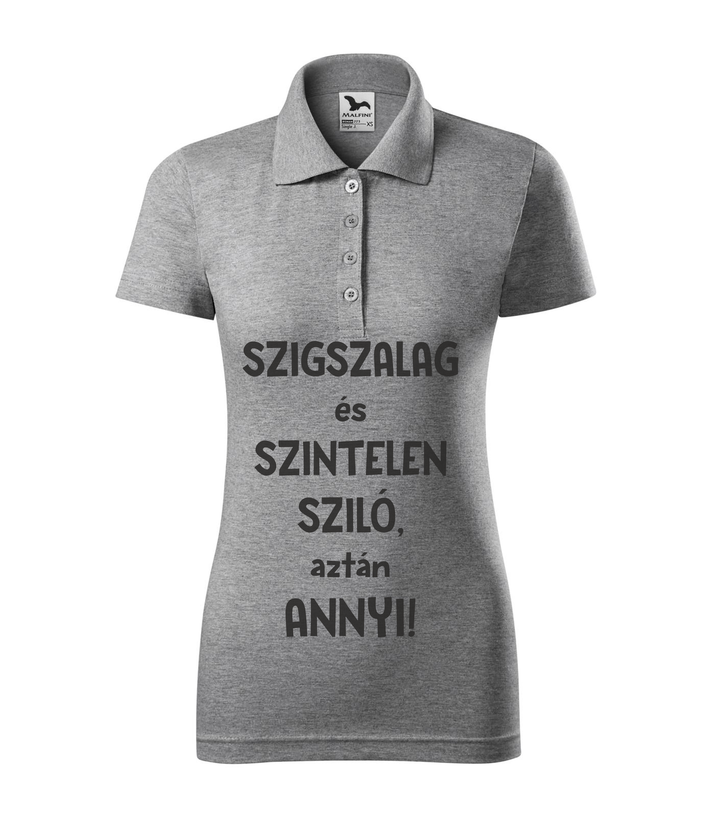 Szigszalag és szintelen sziló, aztán annyi - Galléros női póló sötétszürke