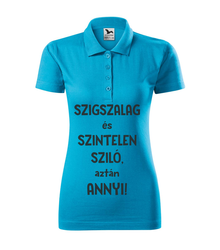 Szigszalag és szintelen sziló, aztán annyi - Galléros női póló türkiz