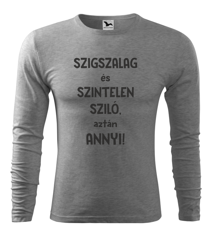 Szigszalag és szintelen sziló, aztán annyi - Hosszú ujjú férfi póló sötétszürke