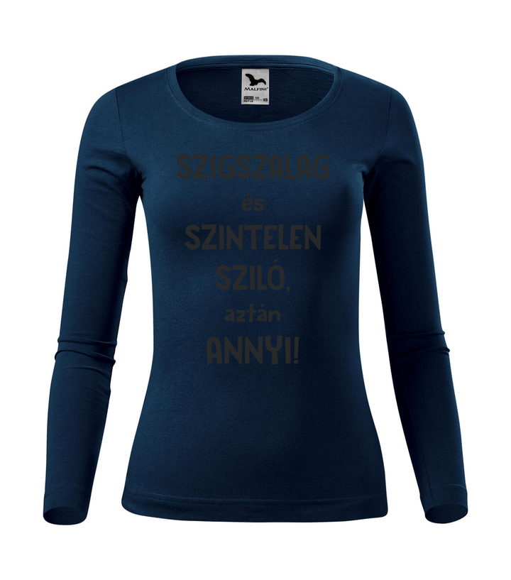 Szigszalag és szintelen sziló, aztán annyi - Hosszú ujjú női póló tengerészkék