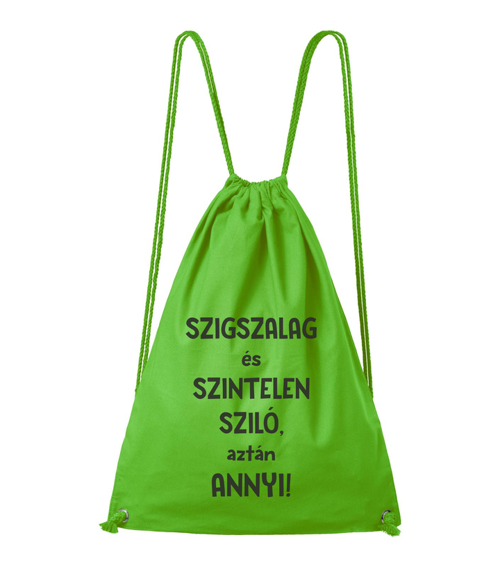 Szigszalag és szintelen sziló, aztán annyi - Pamut hátizsák almazöld