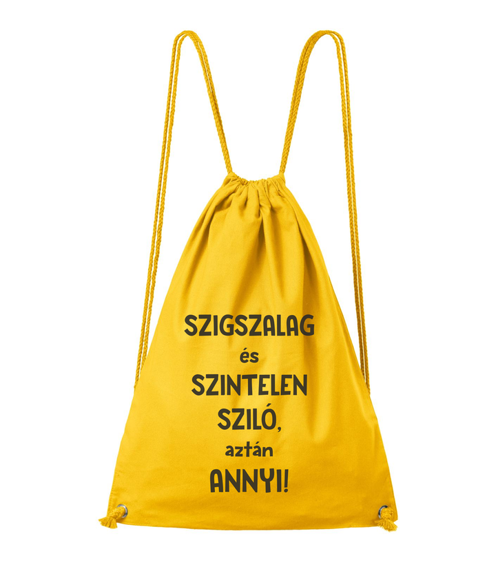 Szigszalag és szintelen sziló, aztán annyi - Pamut hátizsák sárga
