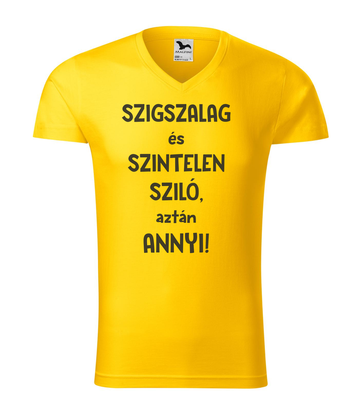 Szigszalag és szintelen sziló, aztán annyi - V-nyakú férfi póló sárga