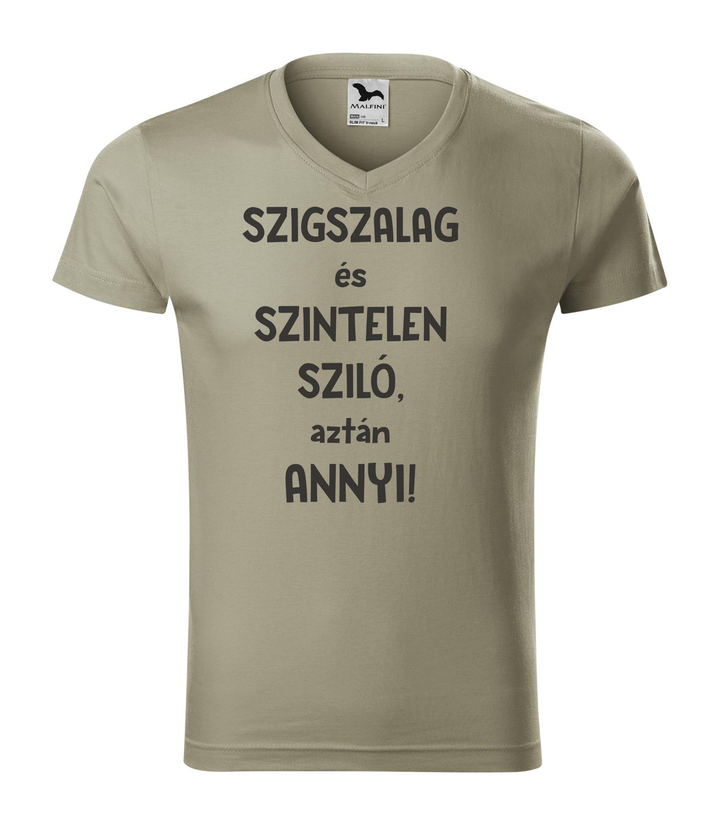 Szigszalag és szintelen sziló, aztán annyi - V-nyakú férfi póló világos khaki