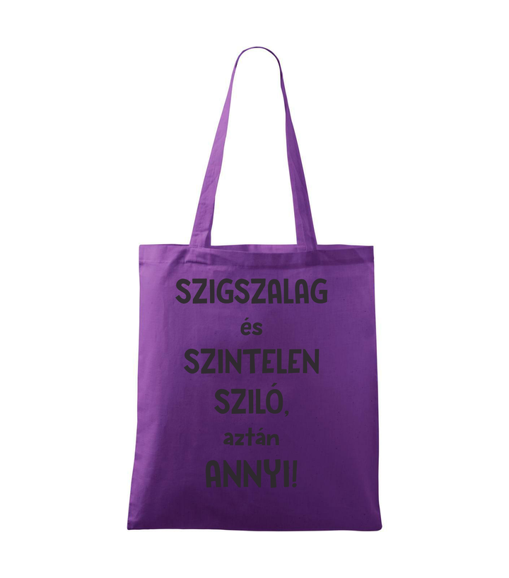 Szigszalag és szintelen sziló, aztán annyi - Vászontáska (42 x 38 cm) lila