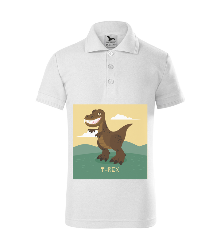T-Rex - Galléros gyerek póló fehér