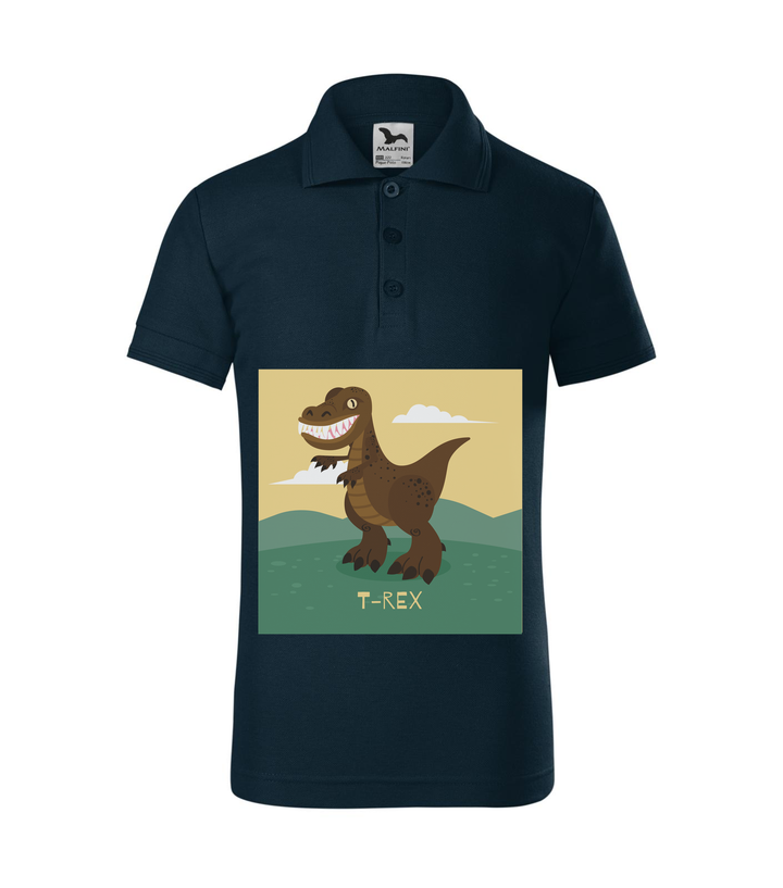 T-Rex - Galléros gyerek póló tengerészkék