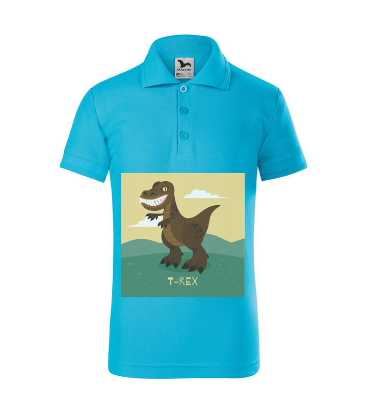 T-Rex - Galléros gyerek póló türkiz